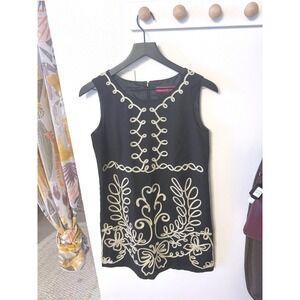 Anna Sui Dolly Girl xs/s 2 embroidered shift dress Japan designer black white ec